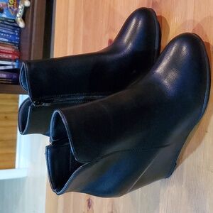 Black platform boots with side zipper